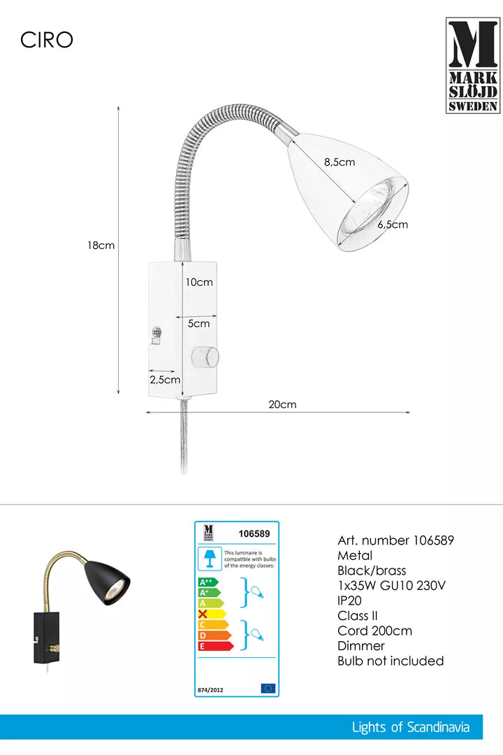 Ciro Wall Flex - Black/Brass