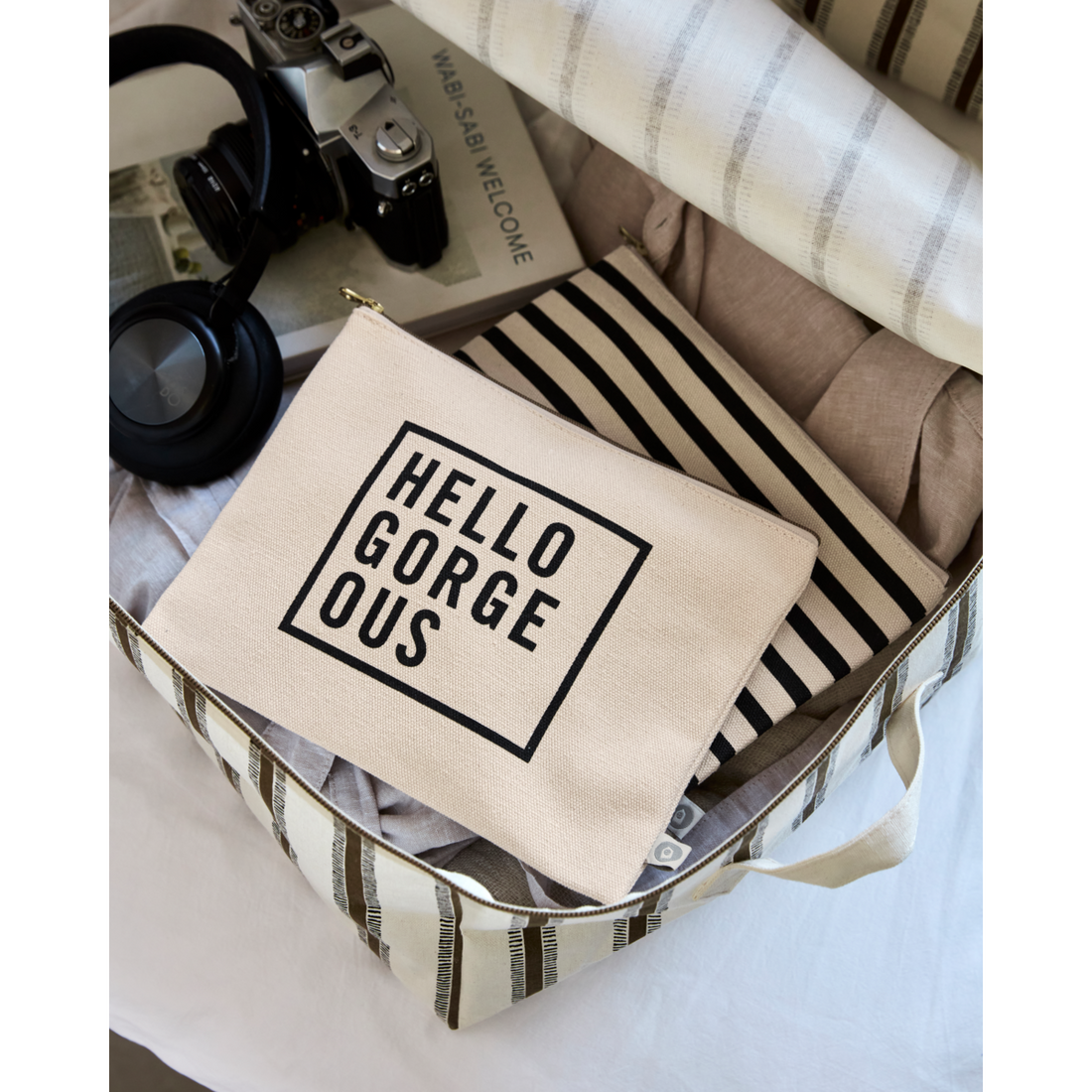 Clutch, HDCanva black, off white