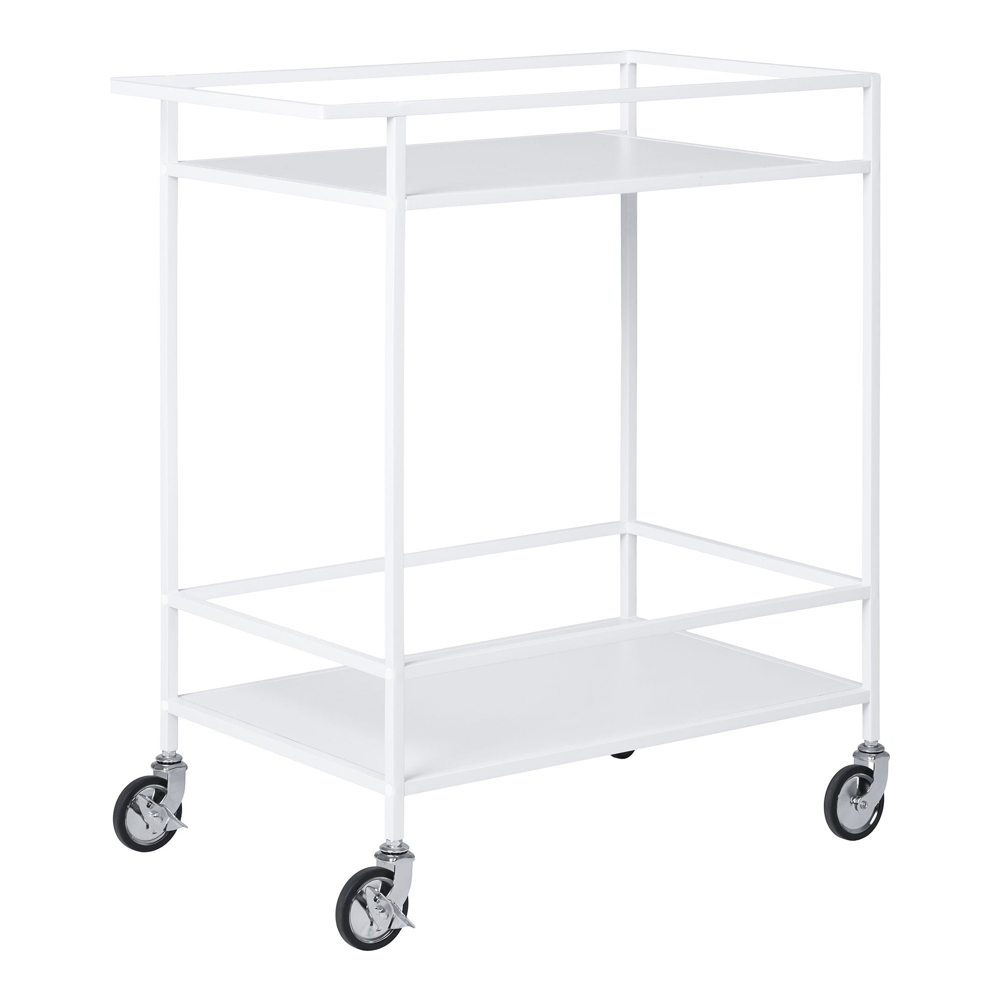 Vitar Bar trolley, 2 white shelves, white frame