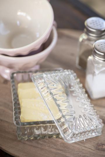 Smørboks mønstret glas