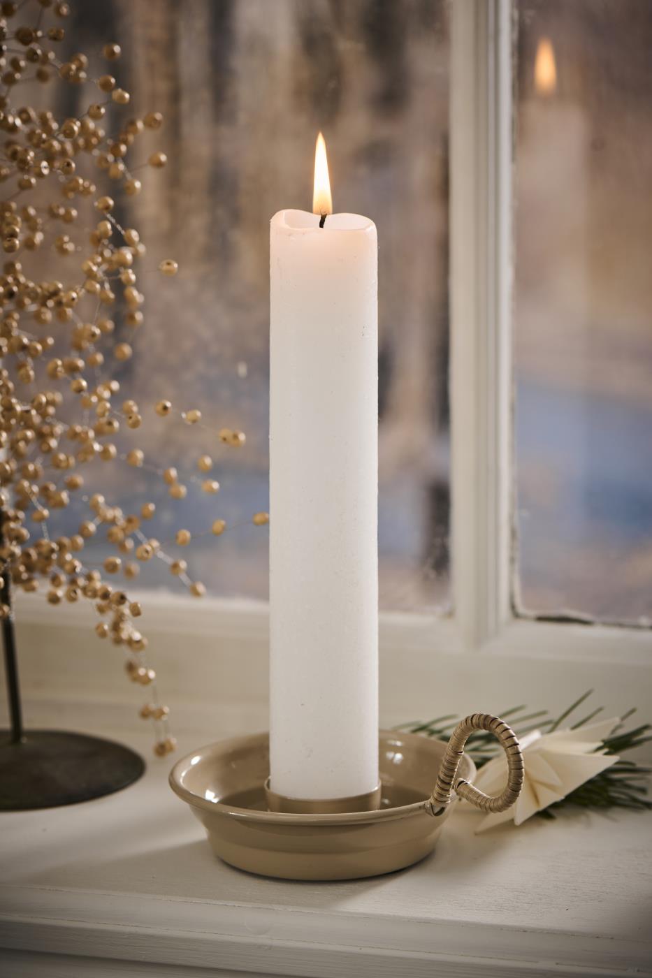 Rustiklys hvid Ø:3,8 H:25