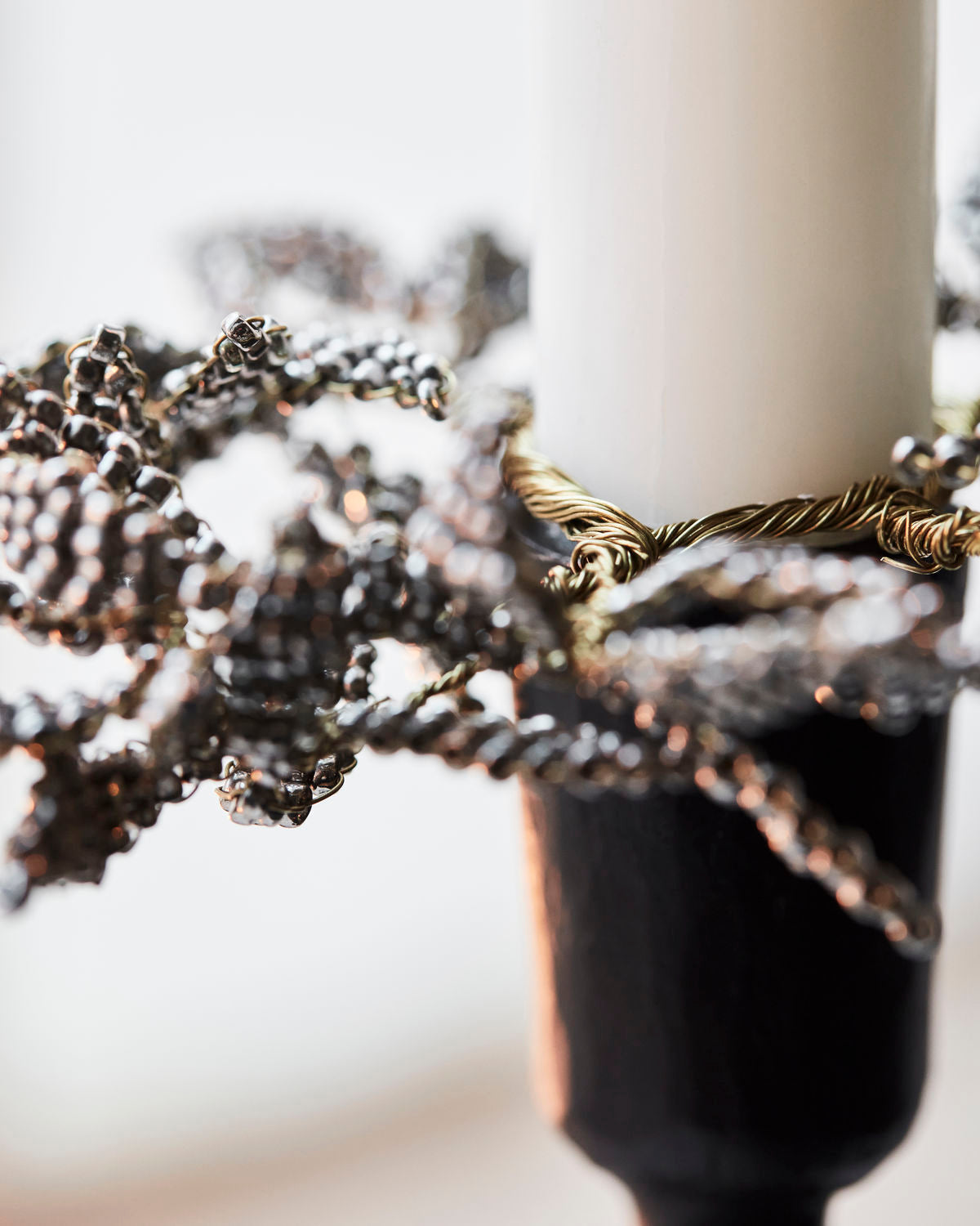 Candle ring, pearl grey/gold