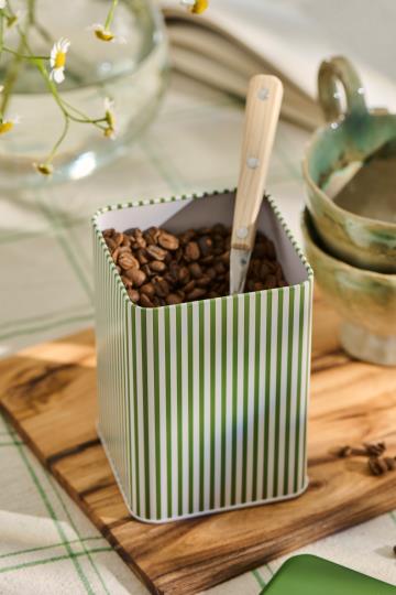 Dåse grønne striber og grønt låg firkantet