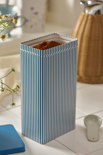 Dåse blå striber og blåt låg høj firkantet