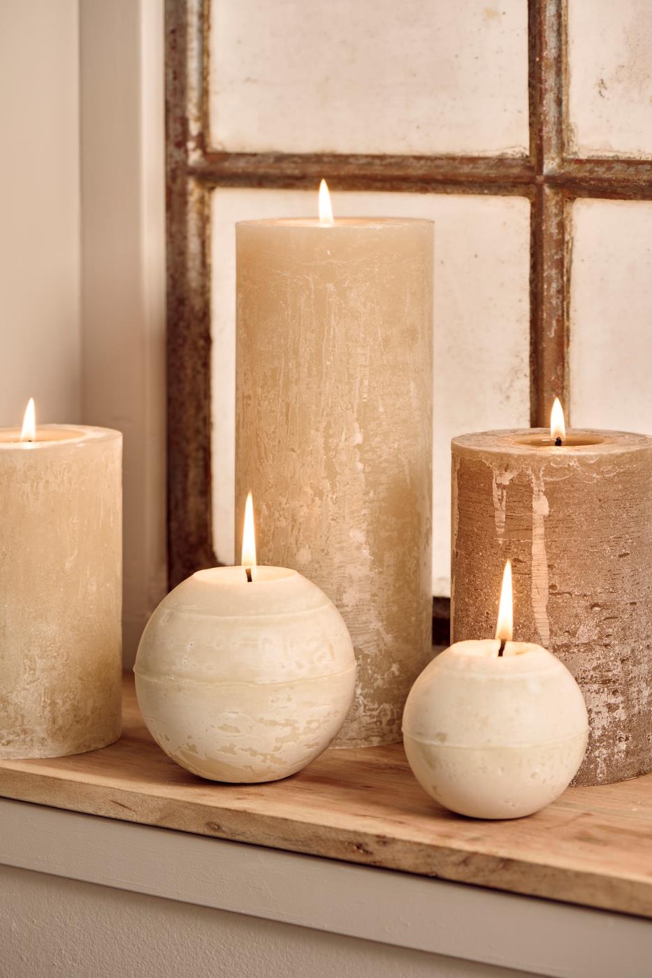 Kuglelys rustik kit stearin