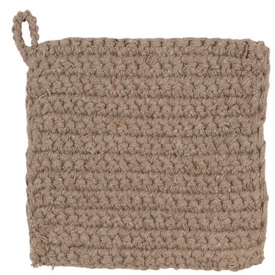 Grydelap hørfarvet hæklet