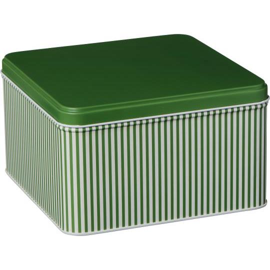 Dåse grønne striber og grønt låg flad firkantet