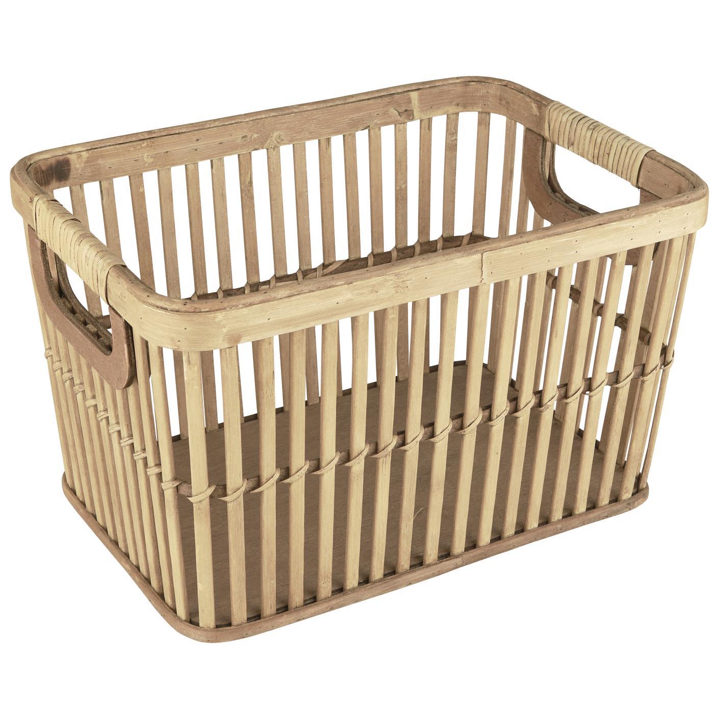 Kurv m/greb åben flet bambus