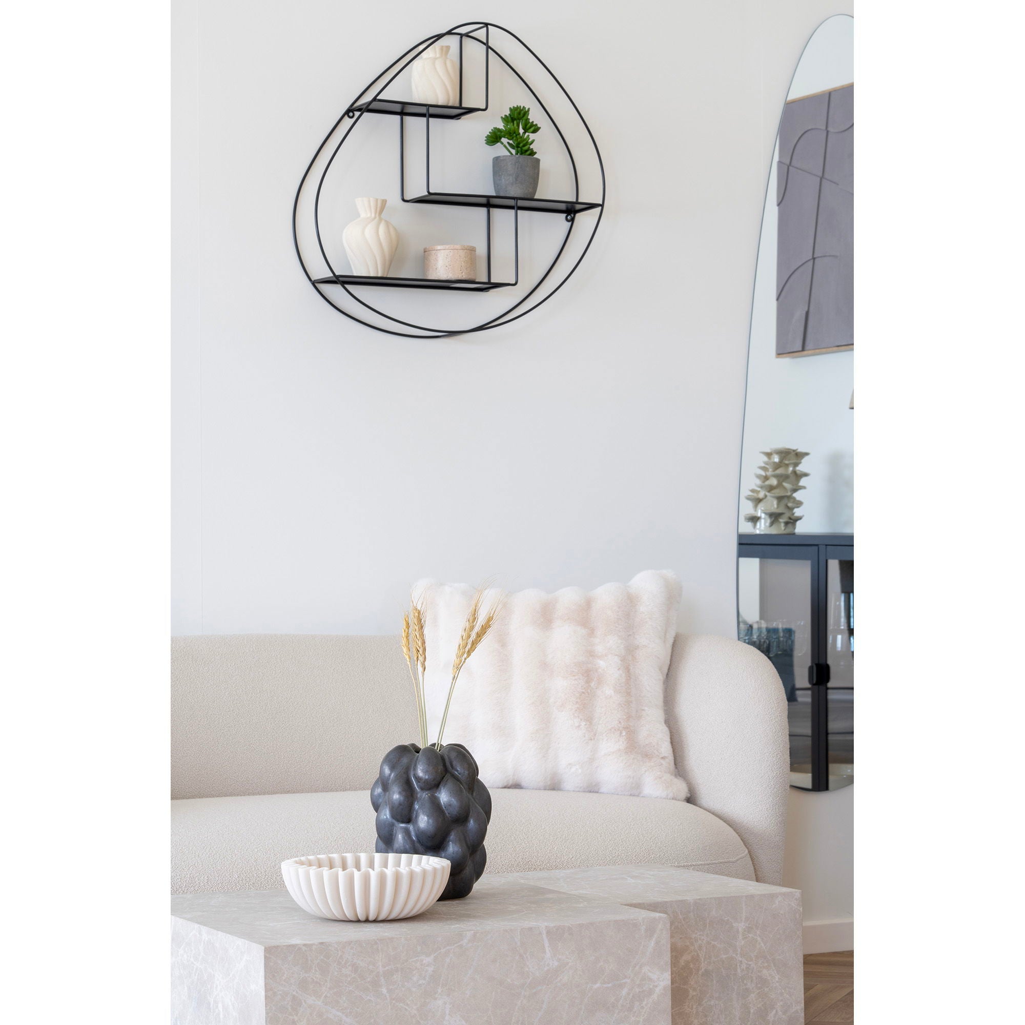 Gelena Cushion, artificial fur, white, 45x45 cm