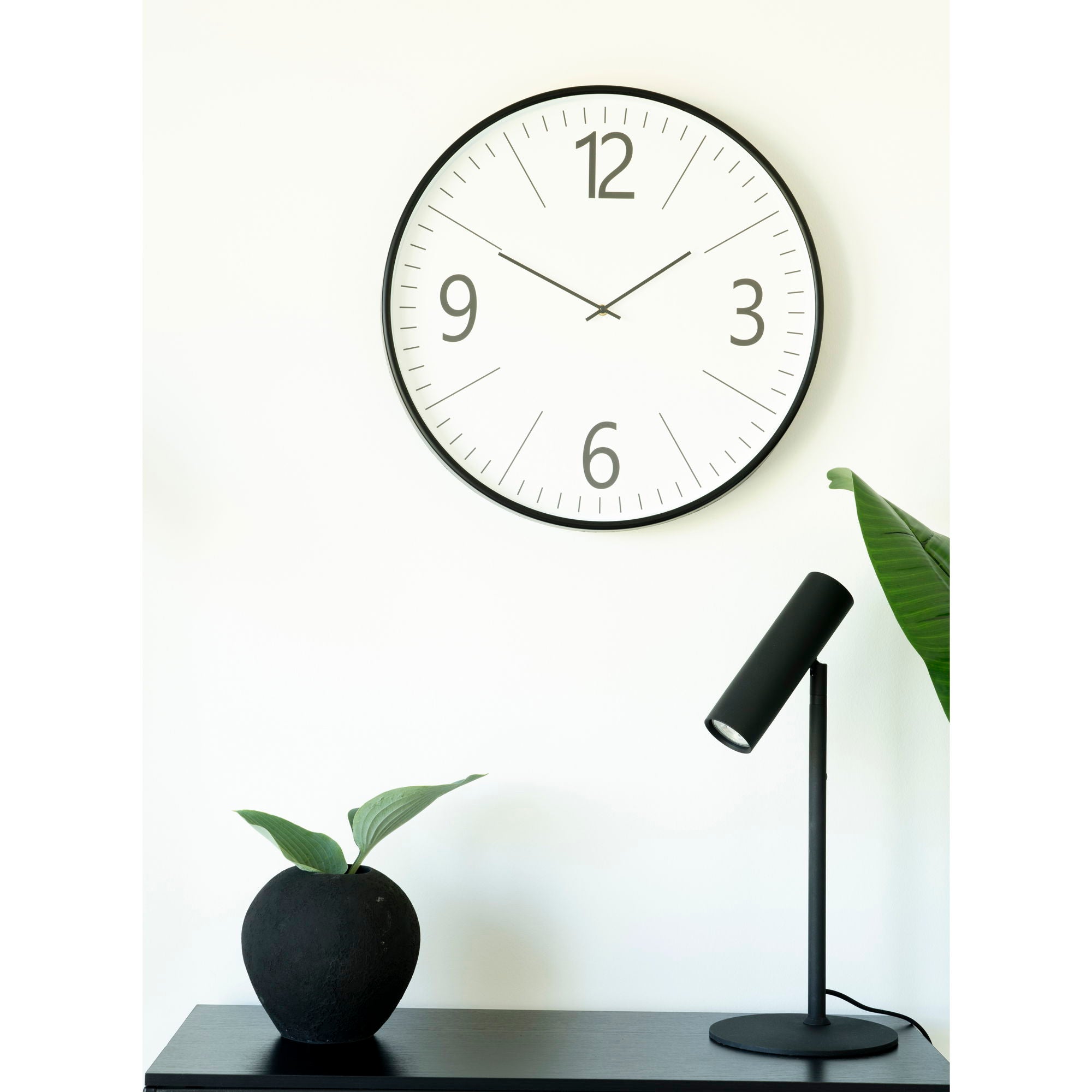Biel Wall Clock, black and white, ø51 cm