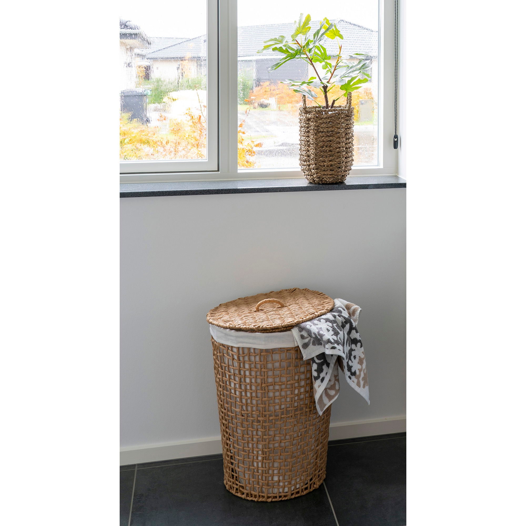 Pomal Laundry Basket, paper, natural/white
