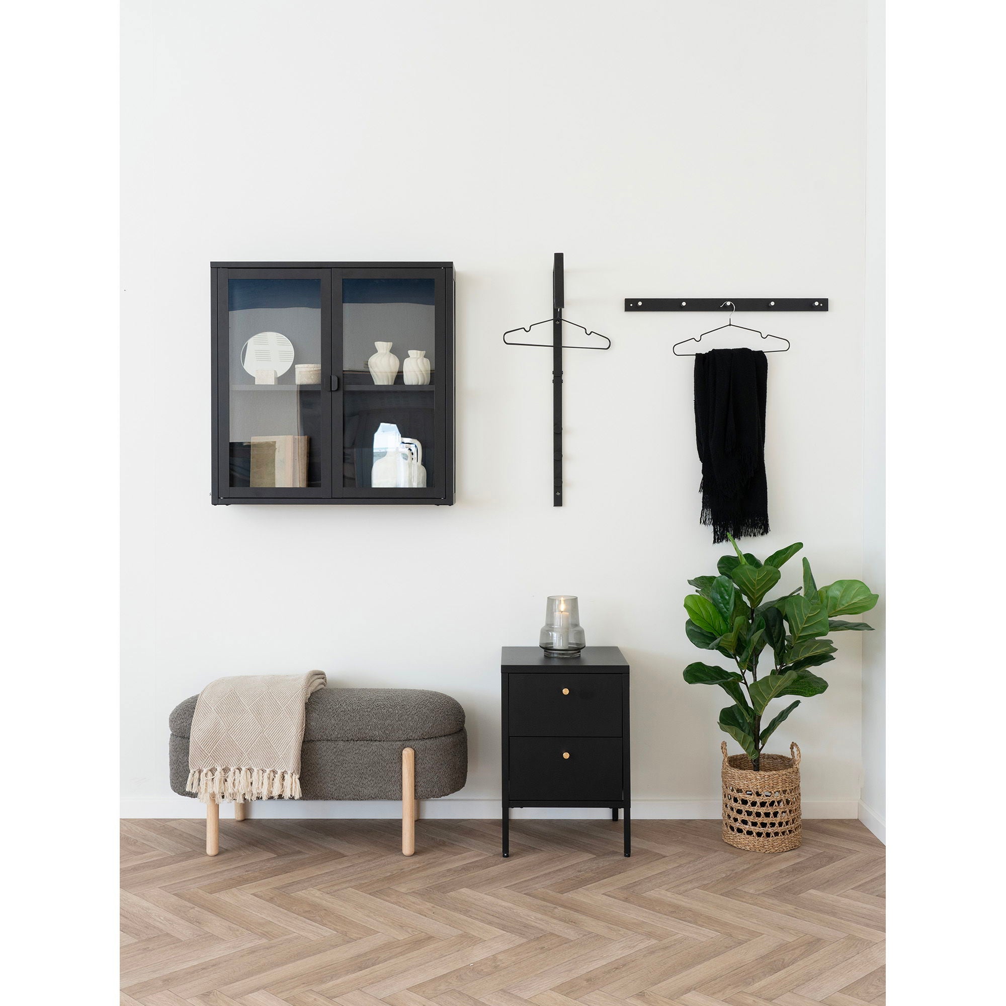 Padova Coat Rack, wood/metal, 5 hooks, black