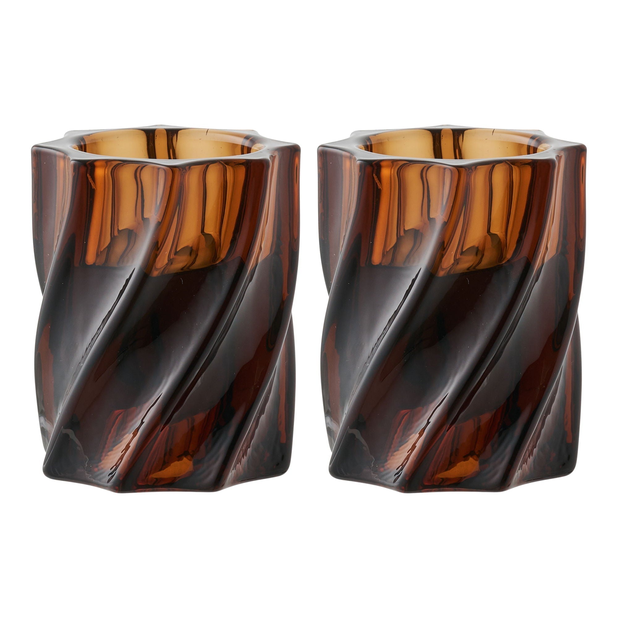 Candle holder, glass, smoked brown