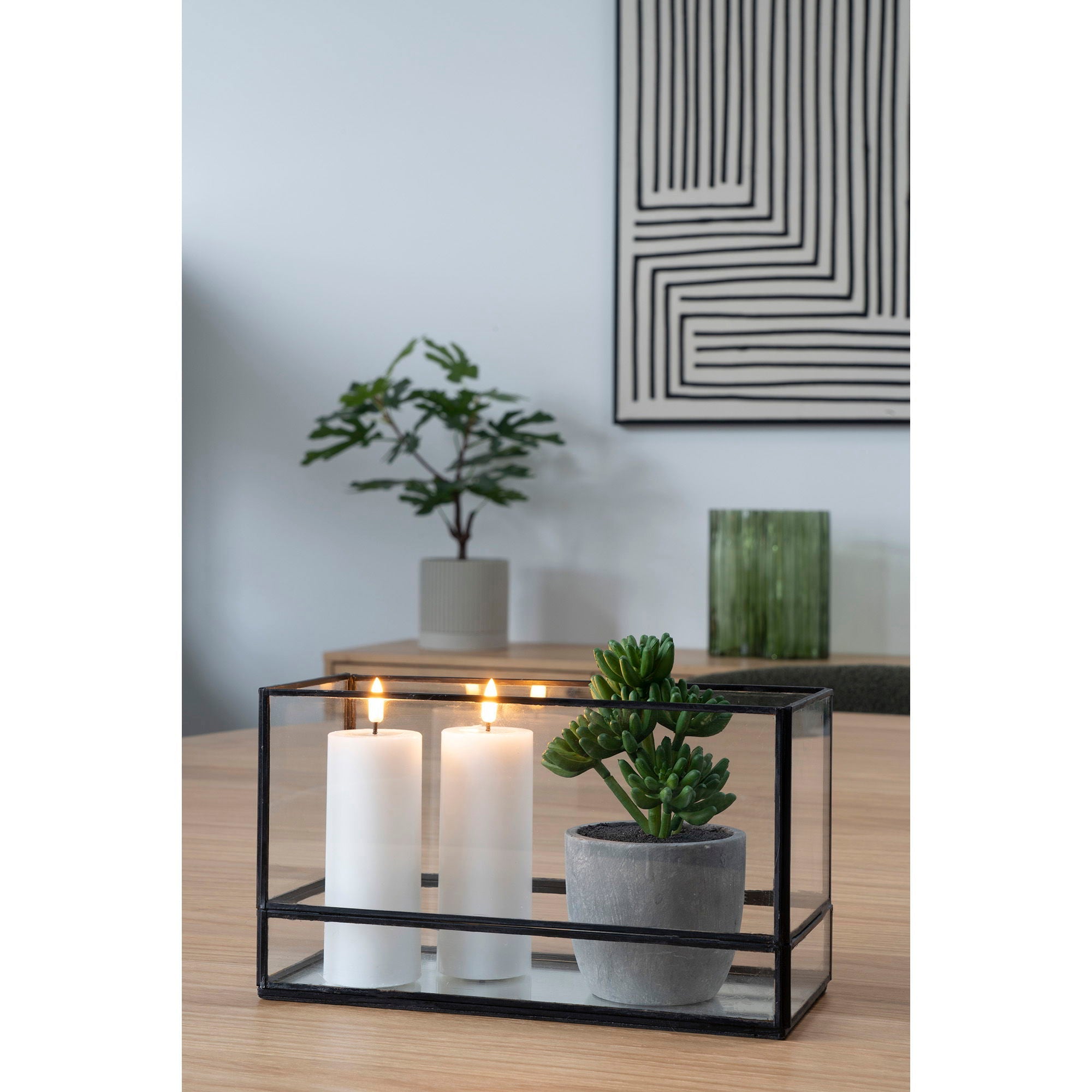 Hurricane Candle Holder, metal/glass, black