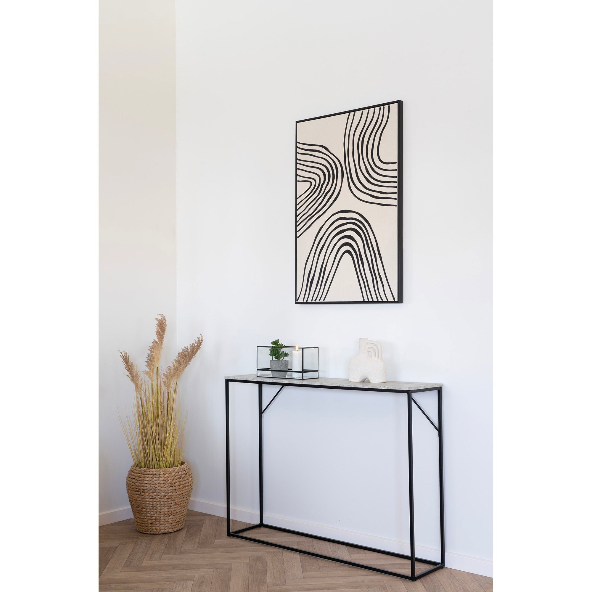 Hurricane Candle Holder, metal/glass, black