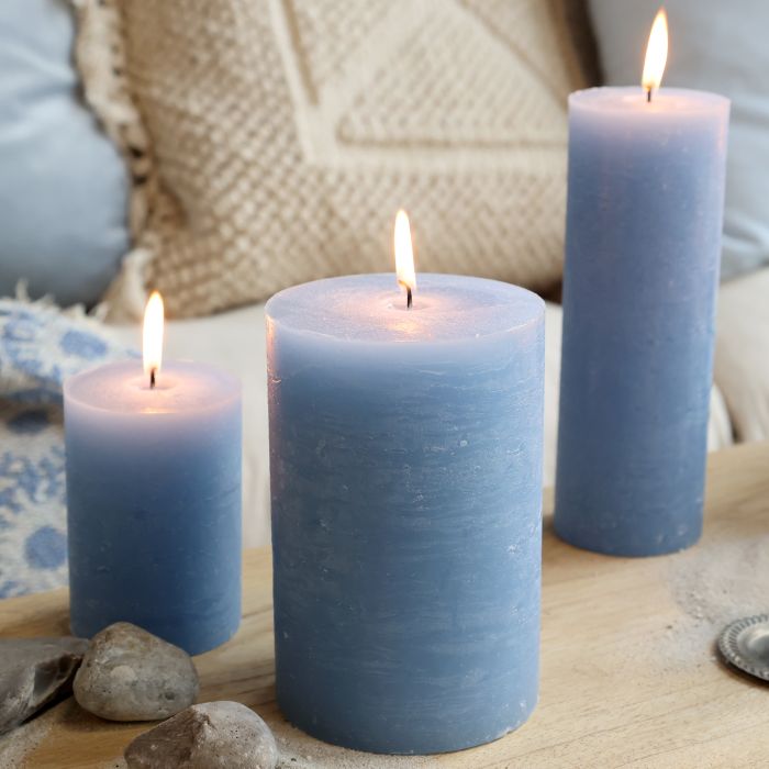 Macon lys rustik 90 t.H15Ø10 sky blue