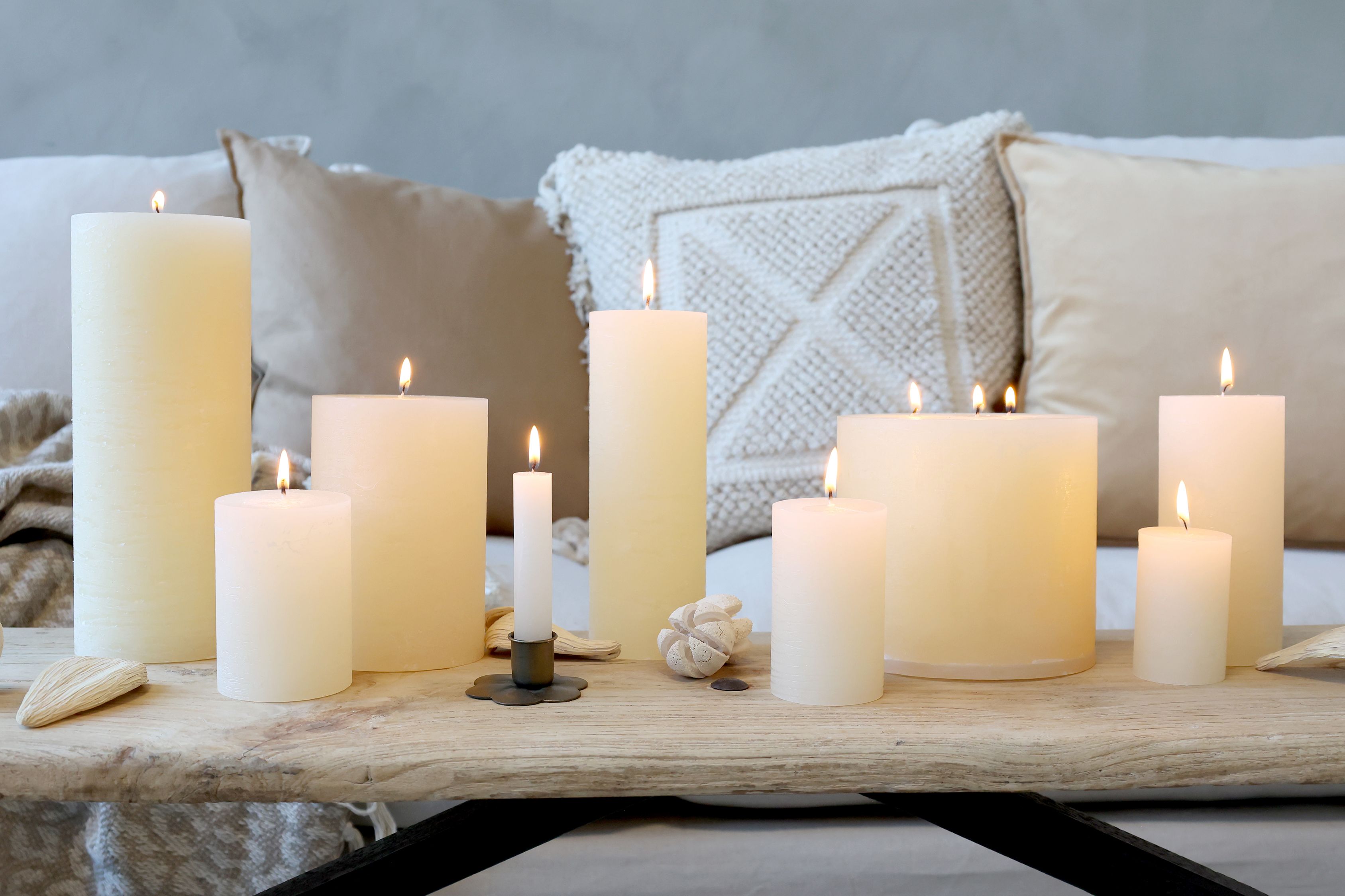 Macon lys rustik 90 t.H15Ø10 creme