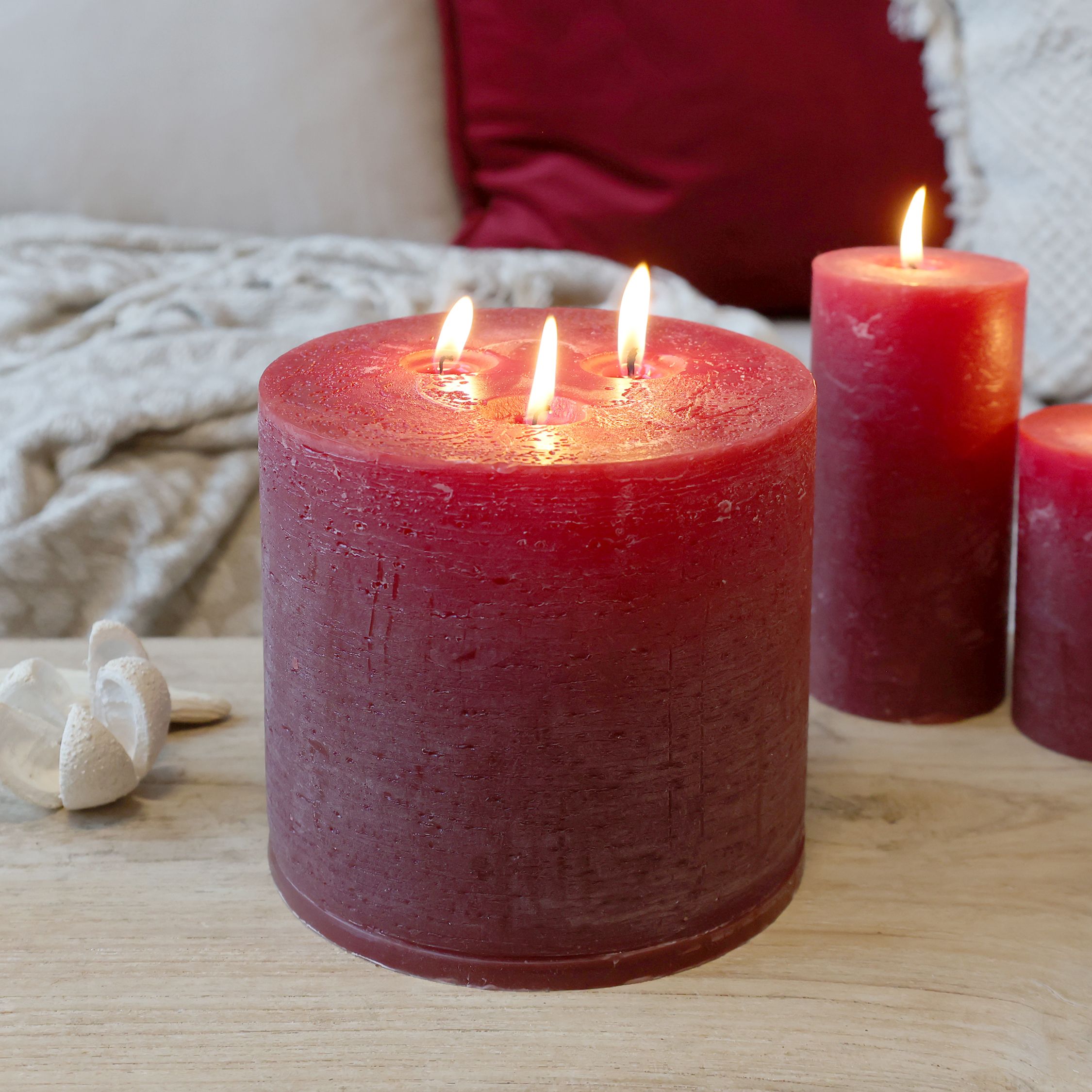 Macon lys 3væger mørkerød