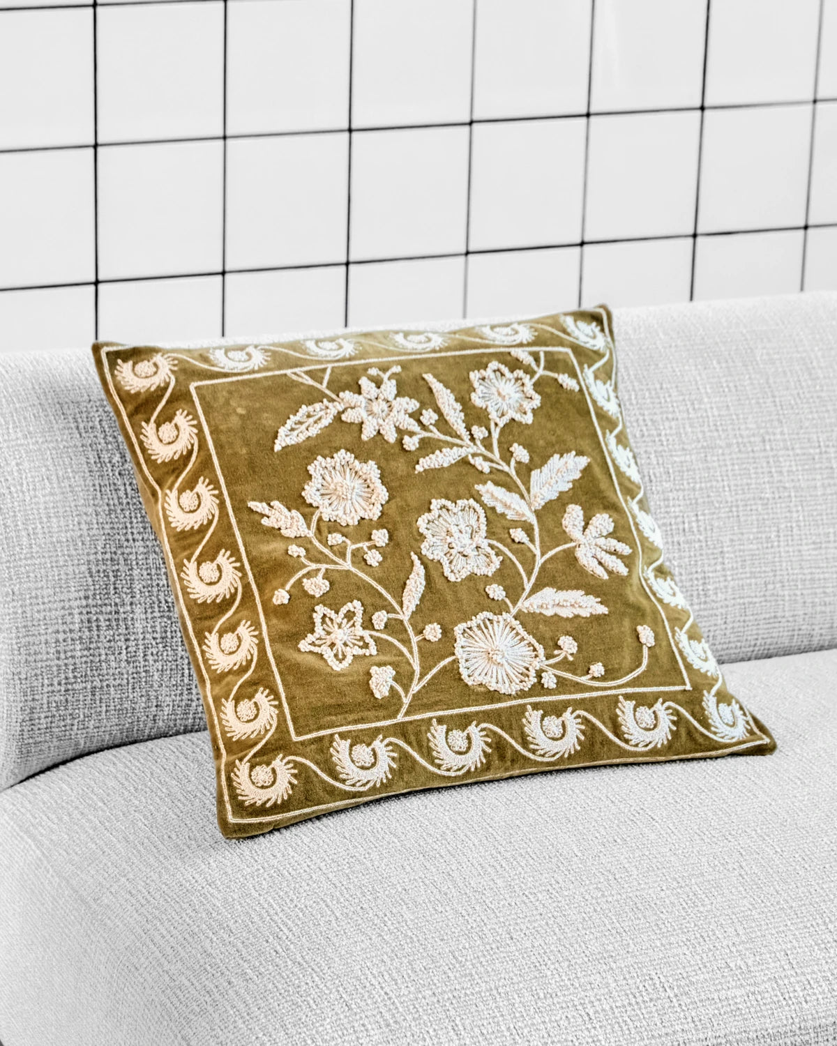 Cushion cover, HDRica, Mustard, Off-white