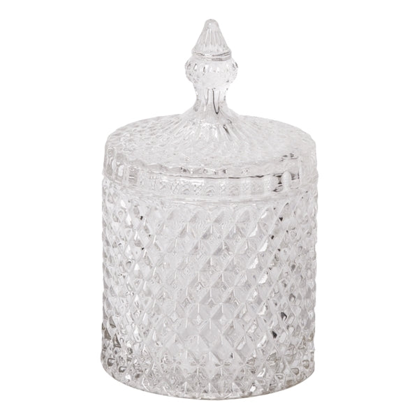 Bonbonniere m/mønster,klar, 17ø10cm