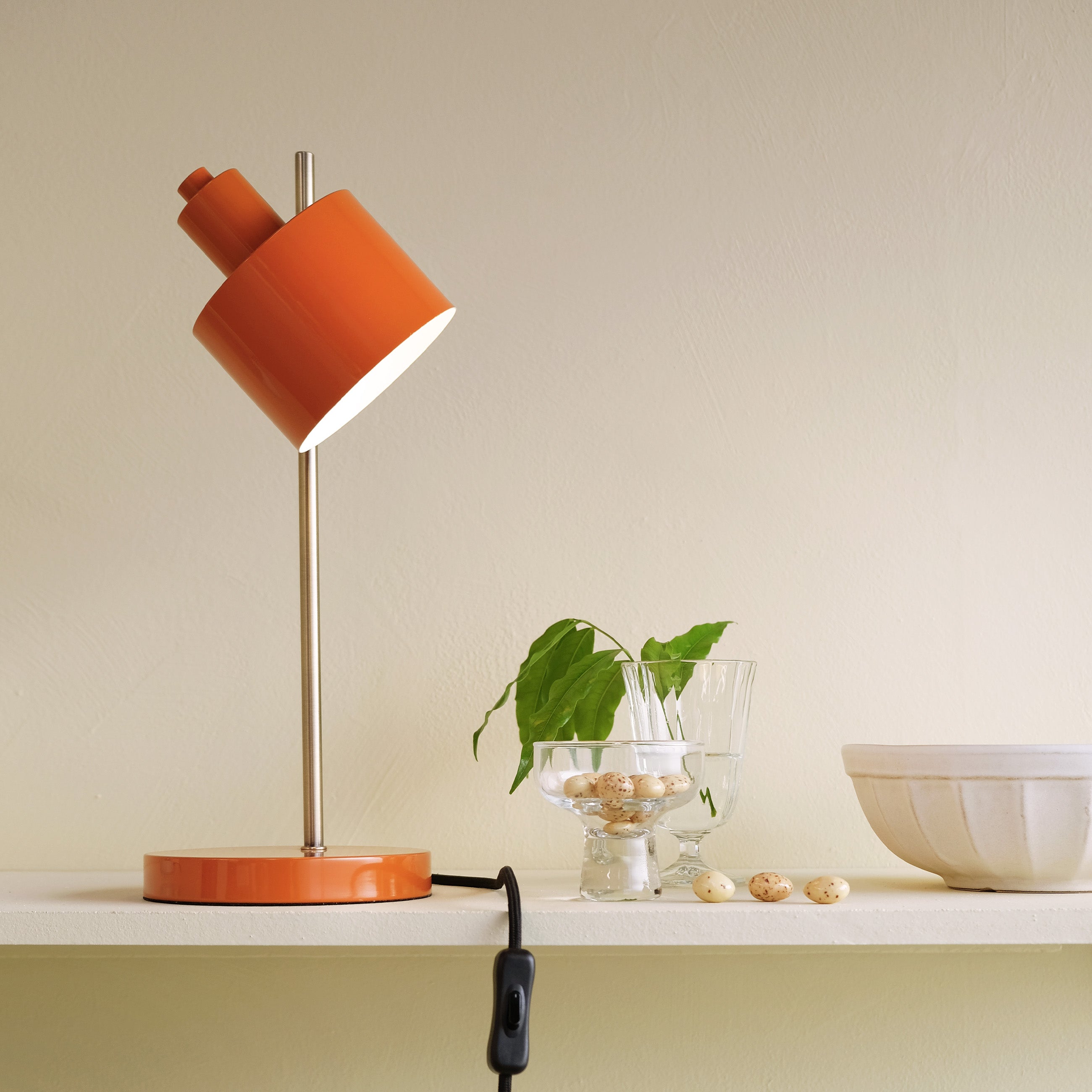 Ocean bordlampe orange/ messing