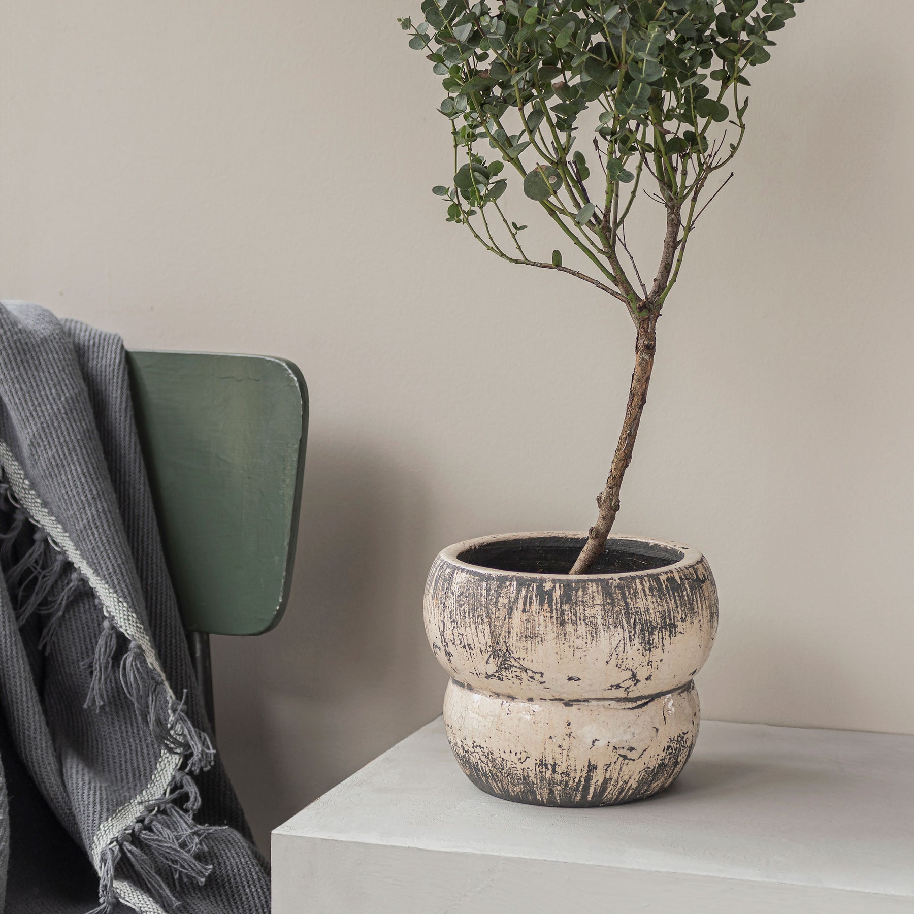 Raw flowerpot, small, off-white