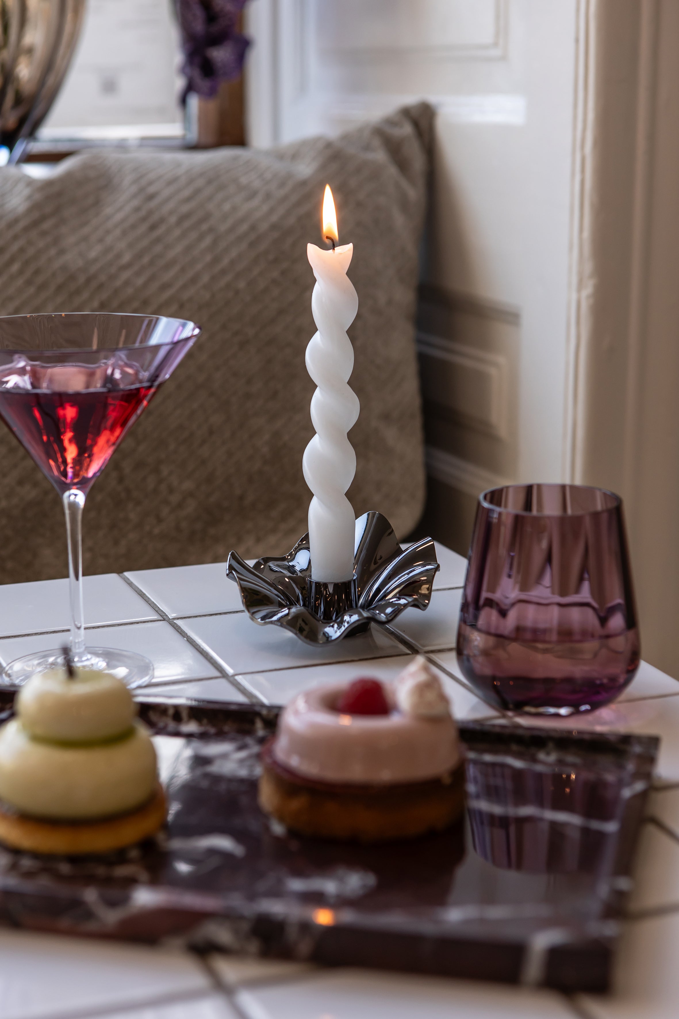 Lea Candle Holder Black chrome