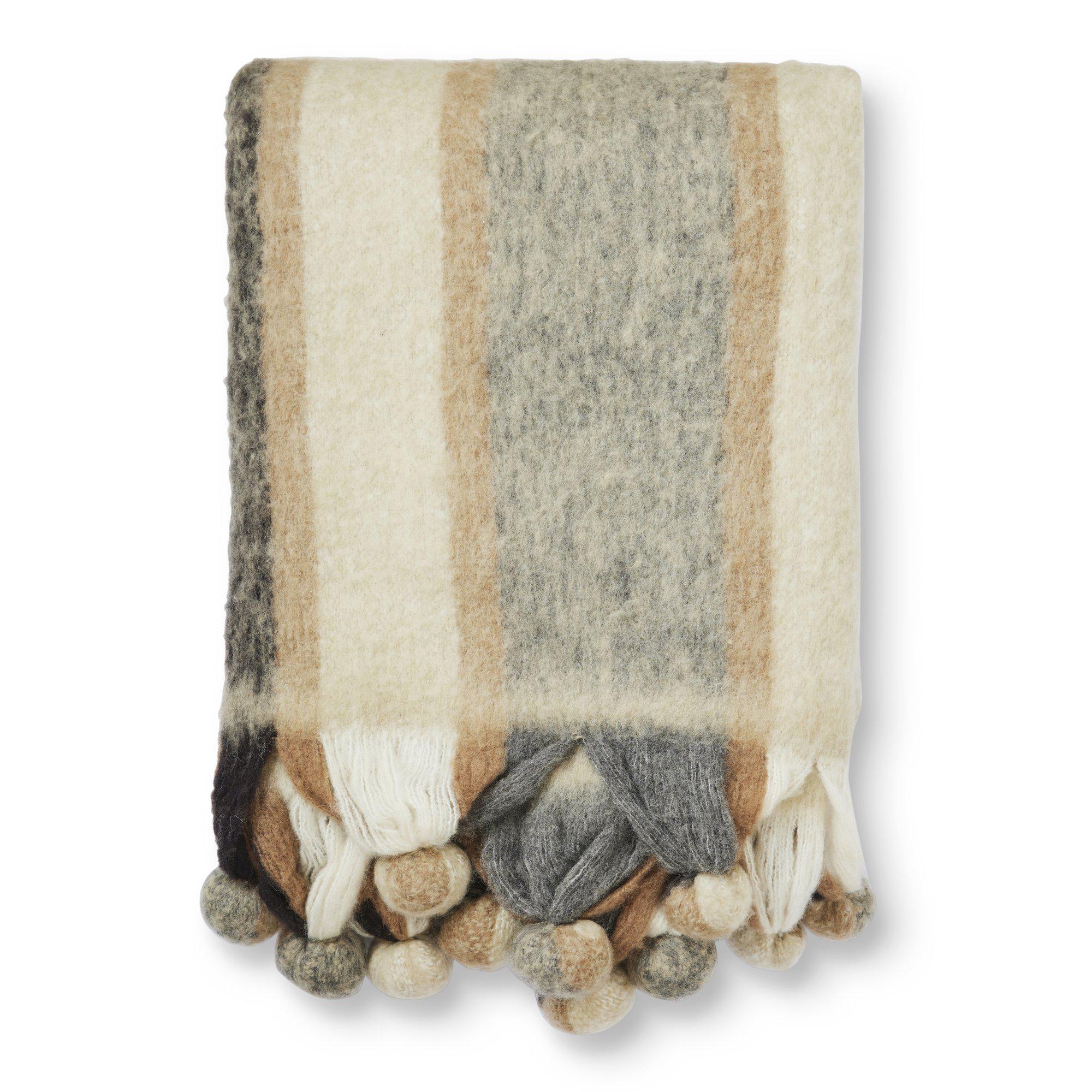 Brown striped mohair throw