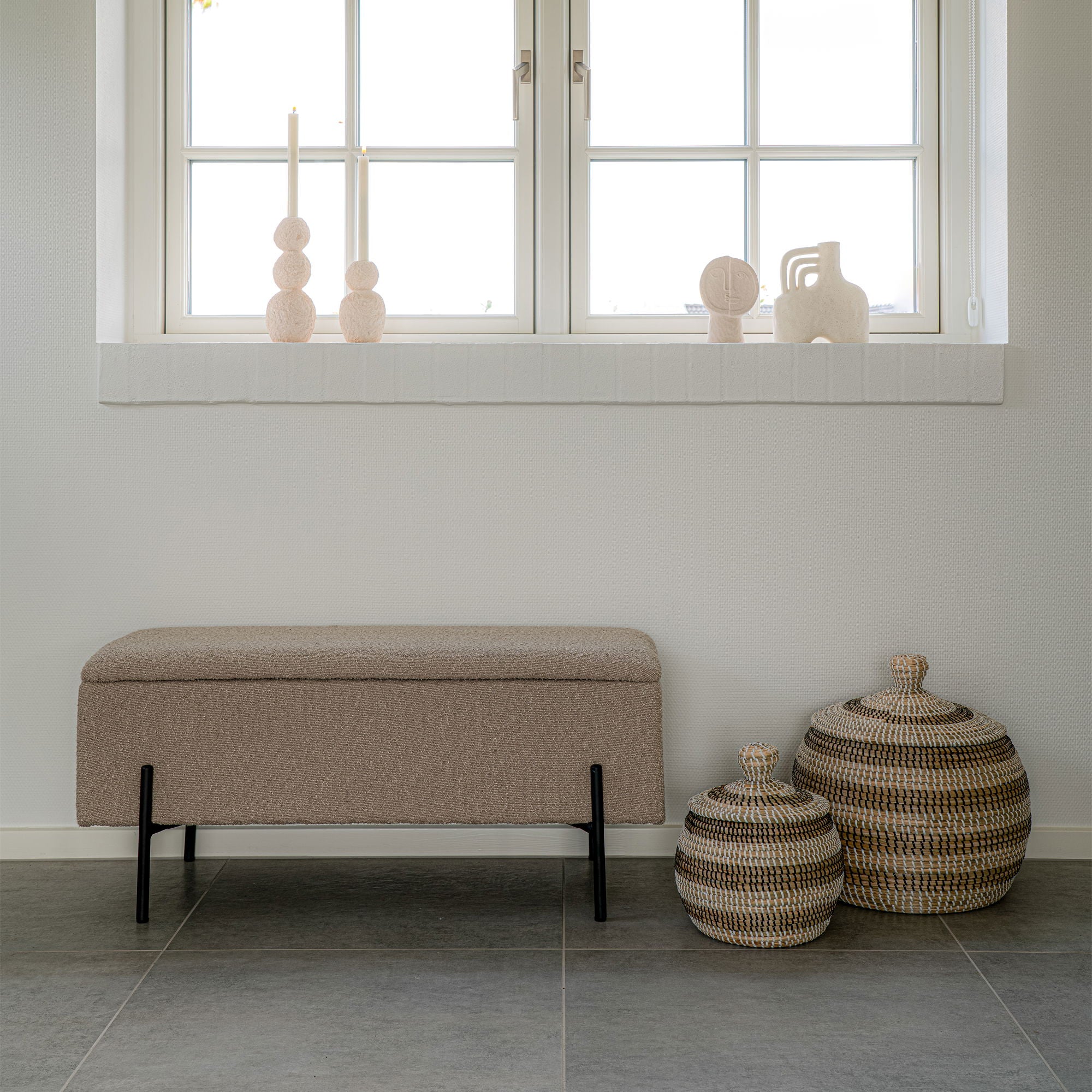 Watford bench in bouclé with storage