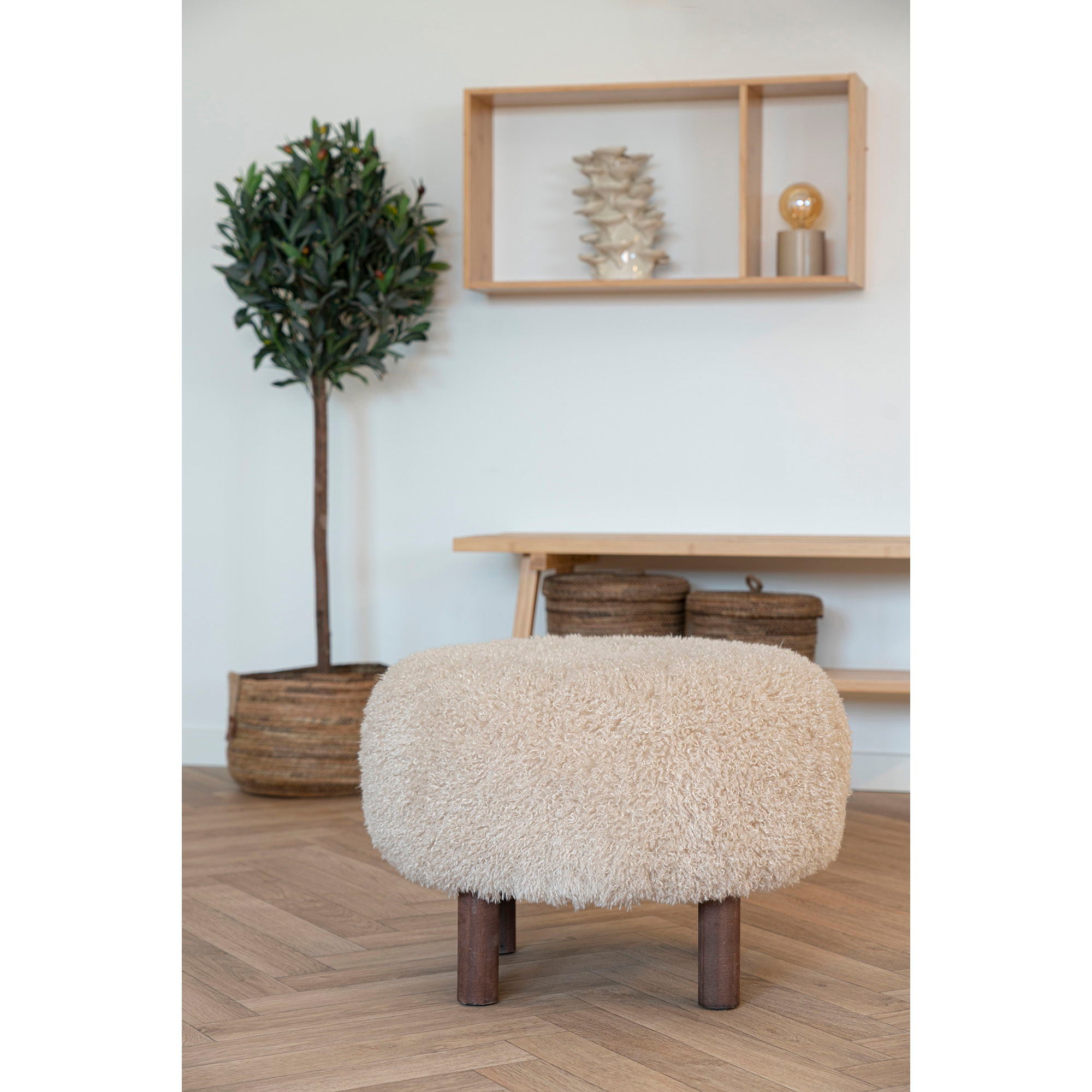 Inverness pouf, light brown ø50x33 cm