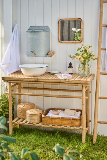 Vægspejl m/bambuskant