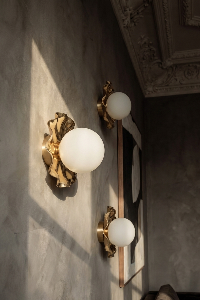 Lea Lampe - gylden | opal glas