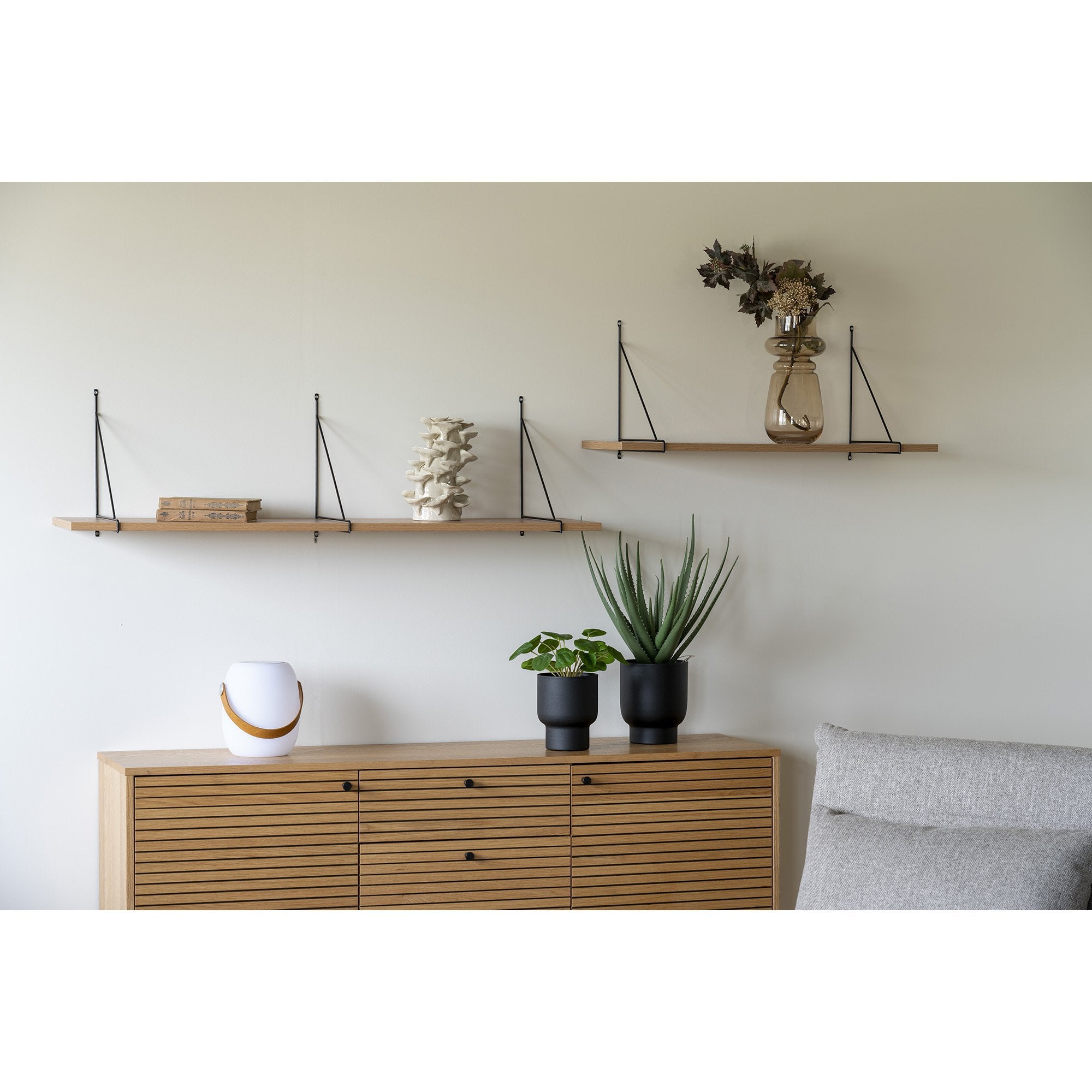 Chiba Wall Shelf ash veneer black steel frame