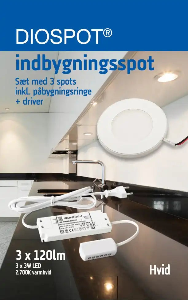 DIOSPOT Indb. spot LED 3W - Sæt