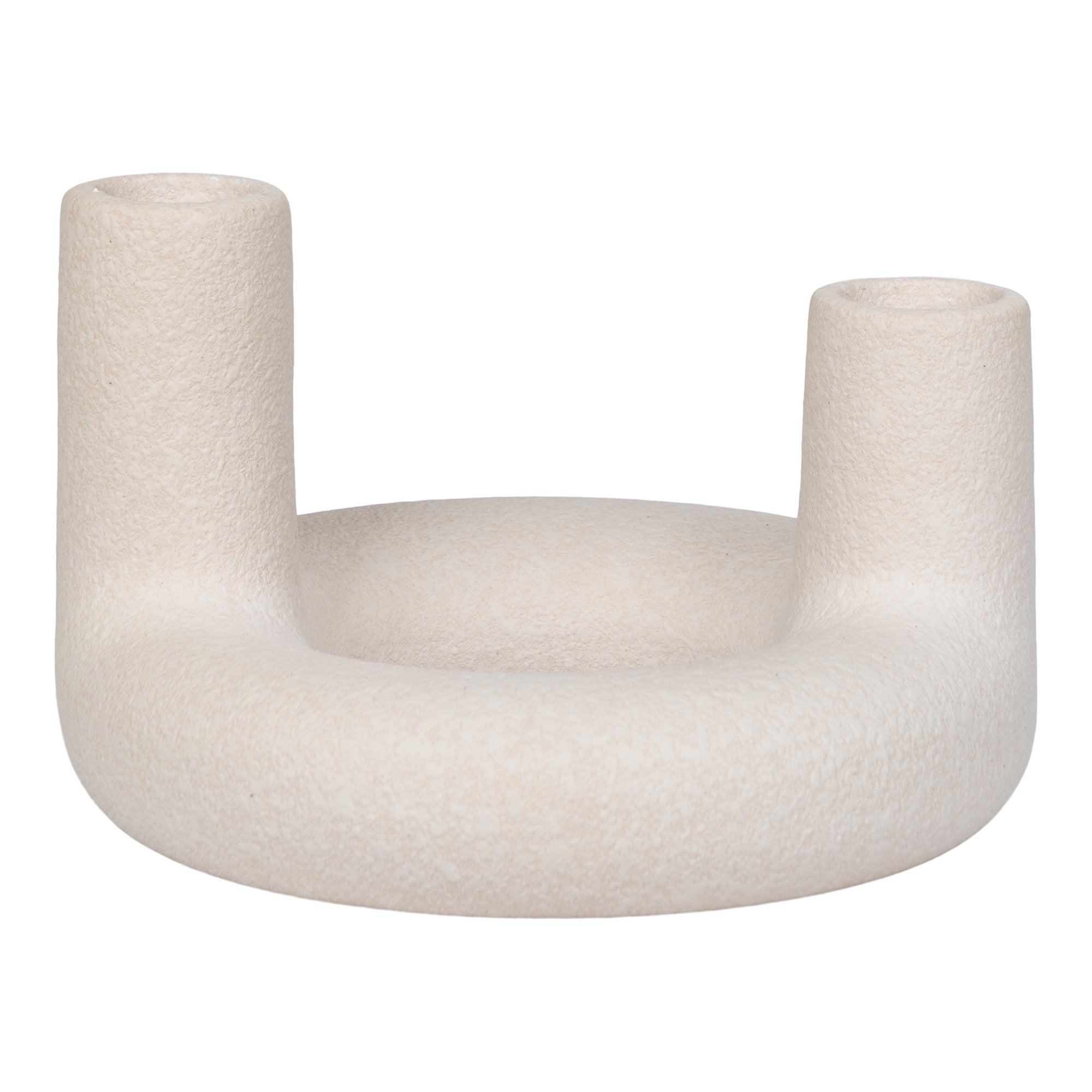 Candle holder, ceramic, beige