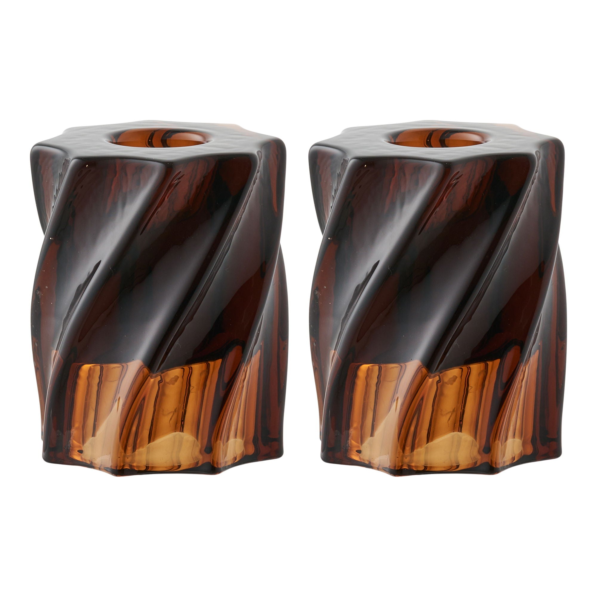 Candle holder, glass, smoked brown