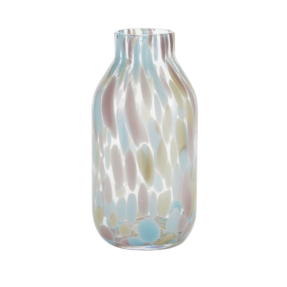 Glass vase tall pastel dots