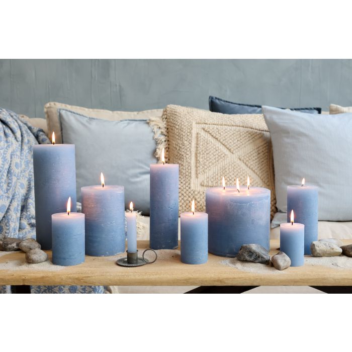 Macon lys rustik 90 t.H15Ø10 sky blue