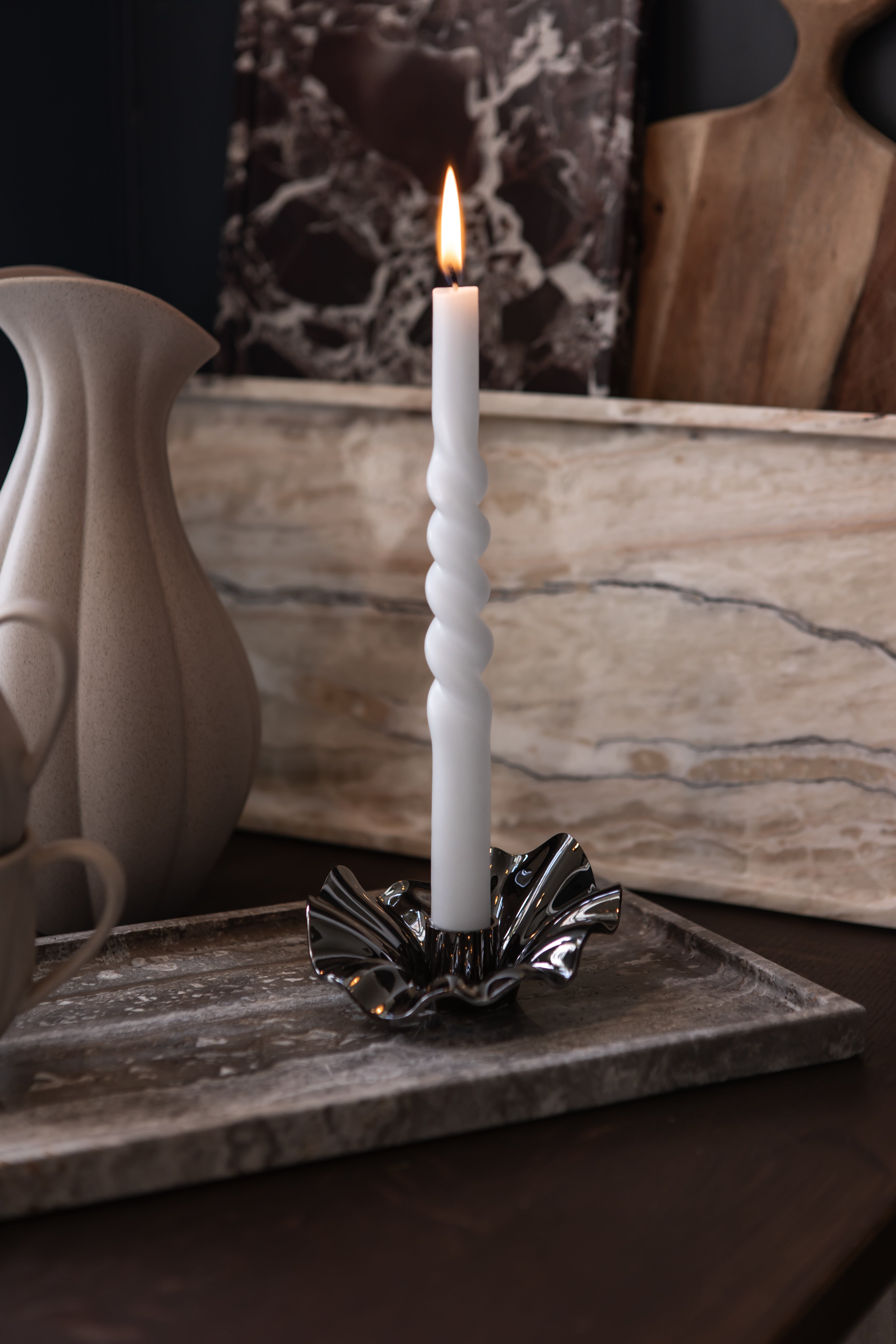 Lea Candle Holder Black chrome