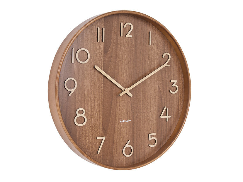 Wall clock Pure large Dark wood