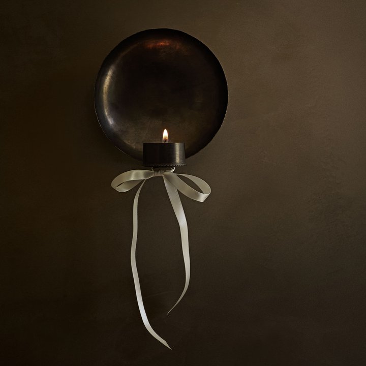 LYSHOLDER TIL VÆG | OXIDERET MESSING | 13 CM